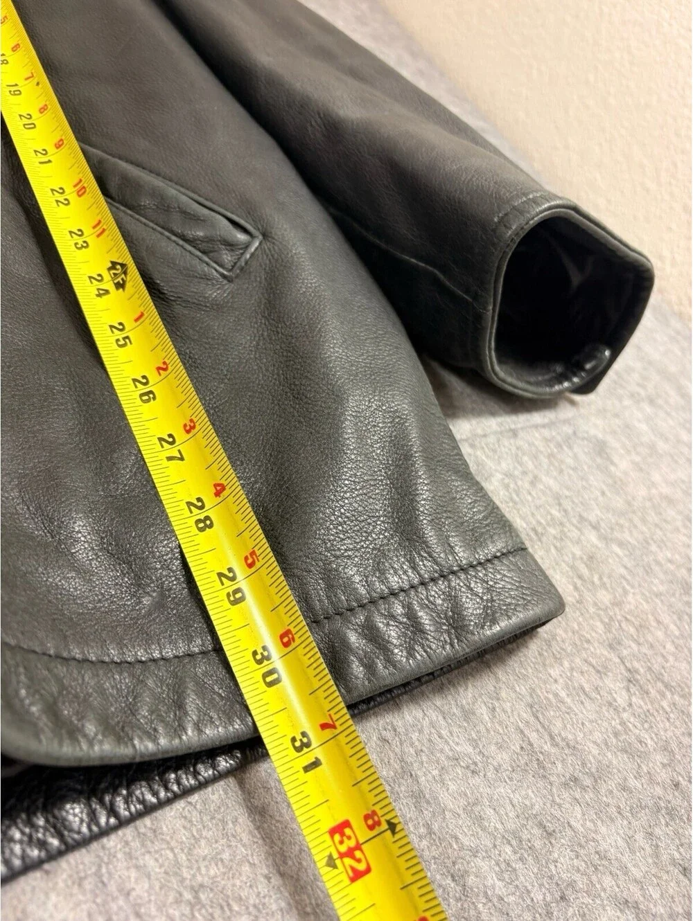 Vintage J.Crew Trench Heavy Leather Coat Size Men’s Large Dark Brown